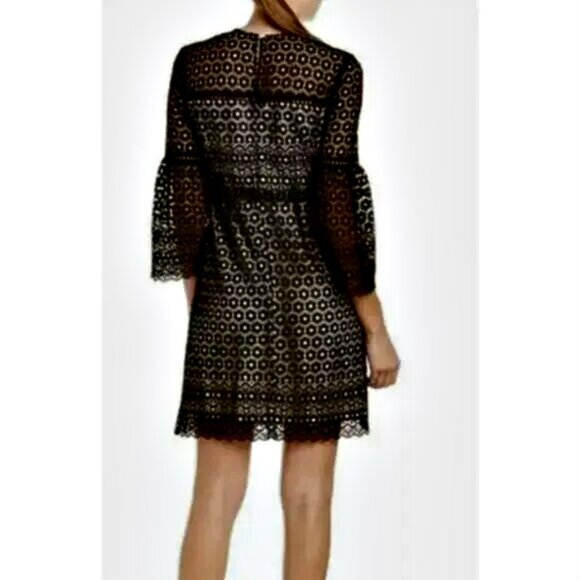 J. CREW BELL Sleeve DAISY Lace SHEATH Dress BLACK/NUDE - Picture 8 of 10